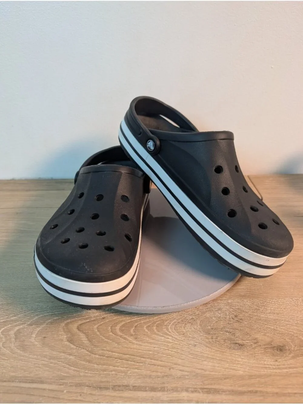 Crocs Bayaband Slip On Clog Men's Sz 13 Black Stripe Comfy Summer